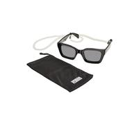 Urban Classics Unisex Sonnenbrille mit UV 400 Schutz für Männer und Frauen, Sunglasses Poros With Chain, black/black, on size