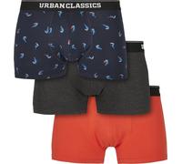 Urban Classics Unterhose Boxer Shorts 3-Pack Bird Aop+Boxer Orange+Charcoal-5XL