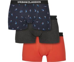 Urban Classics Unterhose Boxer Shorts 3-Pack Bird Aop+Boxer Orange+Charcoal-5XL