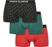 Urban Classics Unterhose Organic X-Mas Boxer Shorts 3-Pack Nicolaus Aop+Treegreen+Popred-5XL