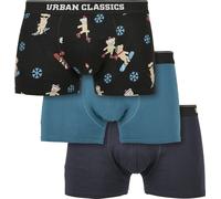 Urban Classics Unterhose Organic X-Mas Boxer Shorts 3-Pack Teddy Aop+Jasper+Navy-M