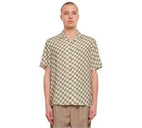 Urban Classics Herren Hemd Viscose AOP Resort Shirt, lässiges Hemd für Männer, mit floralem Print, khakicheck, XXL