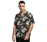 Urban Classics Herren Hemd 'Resort' Kurzarm 100% Viskose AOP Schwarz/Weiß/Oliv/Hellblau/Apricot M
