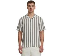 Kurzarmhemd URBAN CLASSICS "Urban Classics Herren Viscose AOP Resort Shirt", Herren, Gr. S, US-Größen, grau (paleolive, sanftes weiß), 100% Viskose, normal, Hemden (26176358-S) paleolive, sanftes weiß