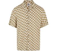 Urban Classics Herren Hemd Viscose AOP Resort Shirt, lässiges Hemd für Männer, mit floralem Print, khakicheck, 3XL