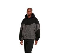 Urban Classics Herren Kapuzenpullover Weavy Colorblock Teddy Hoodie, lässiger Hoody aus Sherpa-Fleece, kuschelig weicher Oversized-Look, Größen S - XXL