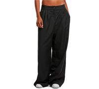 Stoffhose URBAN CLASSICS "Urban Classics Ladies Wide Leg Pants", Damen, Gr. 27, Normalgrößen, schwarz, 80% Polyester, 20% Elasthan, unifarben, loose fit, Hosen (70700063-27) schwarz