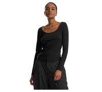 Longsleeve URBAN CLASSICS "Urban Classics Ladies Wide Neck Longsleeve 2-Pack", Damen, Gr. XXL, schwarz, weiß, 100% Baumwolle, unifarben, slim fit, Balconnet, Shirts (95975911-XXL) schwarz, weiß