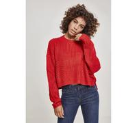 Rundhalspullover URBAN CLASSICS "Urban Classics Damen Ladies Wide Oversize Sweater", Damen, Gr. L, rot (firerot,), 100% Polyacryl, unifarben, oversize, Rundhals, Pullover Rundhalspullover (62225403-L)