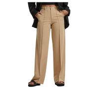Stoffhose URBAN CLASSICS "Urban Classics Damen Ladies Wide Pleated Pants", Damen, Gr. 36, Normalgrößen, unionbeige, 77% Polyester, 17% Viskose, 6% Elasthan, unifarben, oversize, Hosen Stoffhose (88509