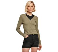 Urban Classics Women's Ladies Short Rib Knit Cardigan Sweater, Khaki, S