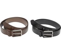 Urban Classics Woven Embossed Synthetic Leather Belt 2-Pack TB7217A Black/Silver+Brown/Silver-S/M