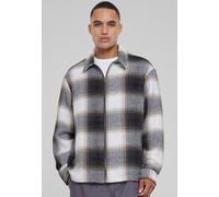Urban Classics Übergangsjacke Zipped Shirt Jacket kariert schwarz/beige Größe S