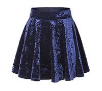 Urban CoCo Damen Vintage Velvet Stretchy Mini Ausgestelltes Skater-Rock gro Series 2-Marine-Blau