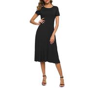 Urban Coco Women's Floral Print Short Sleeve Flared Midi Dress