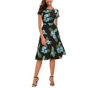 Urban Coco Women's Floral Print Short Sleeve Flared Midi Dress
