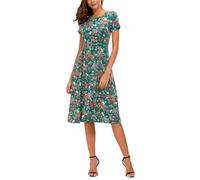 Urban Coco Women's Floral Print Short Sleeve Flared Midi Dress