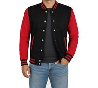 URBAN CREST Herren Varsity Letterman Bomber Baseball Jacke - Klassische Varsity Jacke Herren für Ganzjahres-Stil, Schwarz-rote Varsity-Jacke, XXL