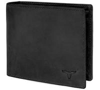 URBAN FOREST Leder Geldbörse Herren mit RFID Schutz | Lederbörse Echt- Querformat | Damen Portemonnaie | mit Münzfach | schwarz Naturleder