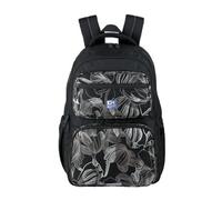 Urban Schulrucksack Oxford Dream Tech Schwarz Floral - Zwei Kammern, Laptoptasche 13-16", Recycling Polyester RPET, Reflektierende Tasche, Schutzfüße (44x32x18cm)