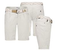 Urban Surface Damen Short Bermuda Kurze Hose Sommer Chino Stoff Knielang mit Gürtel, Hosengröße:S / 36, Farbe:Beige