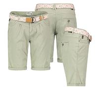 Urban Surface Damen Short Bermuda Kurze Hose Sommer Chino Stoff Knielang mit Gürtel, Hosengröße:S / 36, Farbe:Grün