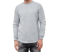 Urbanes Sweatshirt für Herren mit geripptem Ärmeldesign Pullover Sweater 19056 Grau Melange S
