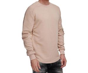 Urbanes Sweatshirt für Herren mit geripptem Ärmeldesign Pullover Sweater 19056 Hell Braun XL