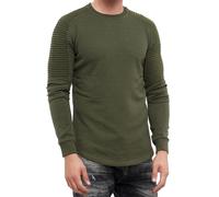 Urbanes Sweatshirt für Herren mit geripptem Ärmeldesign Pullover Sweater 19056 Khaki S