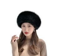 URFEDA Russische Fellmütze Damen,Fuchspelzmütze Pelzmütze,Wintermütze Damenmütze Kunstfell Kunstpelz Mütze Kosakenmütze Beanie Mütze Winddichte Plüsch Warm Hut Fellmütze für Reisen,Skifahren,Wandern