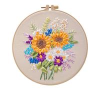 URFEDA Stickerei Set Anfänger, Blumen Pflanzen Stickerei Set Erwachsene Kreuzstich Vorgedruckt, Kreuzstich Starter Kit mit Muster,Embroidery Starter Kit für DIY Kunst Handwerk Nähen