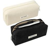 Urganvem Mäppchen Cord-Stoff, 2 stück Teenager Stiftetasche, Schreibwaren Organizer Tasche Tragbares Federmäppchen für Mädchen Teenager Pencil Case Federmäppchen mit praktischem Reißverschluss