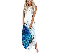 Urlaub Strandkleid für Frauen Sommer Kreuz Neckholder Sling Lange Damenkleider Vintage bedruckter Rock knöchellange Kleider
