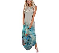 Urlaub Strandkleid für Frauen Sommer Kreuz Neckholder Sling Lange Damenkleider Vintage bedruckter Rock knöchellange Kleider