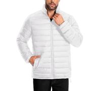 URMOSS Herren Puffer Jacke Leichte Warme Winterjacken für Männer Winddicht Isoliert Puffy Mantel mit 3 Taschen, Weiss/opulenter Garten, Medium