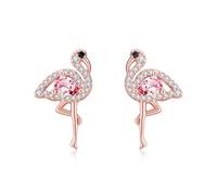 URONE Flamingo Ohrringe Silber 925 Flamingo Ohrstecker Flamingo Schmuck Flamingo Party Geschenke für Frauen Damen