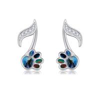 URONE Musiknote Ohrringe Silber 925 Musiknote Pfotenabdruck Ohrstecker Musiknoten Schmuck Musikalische Geschenke