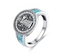URONE Saint Benedict Ring 925 Sterling Silber St. Benedict Medaille Herren Siegelring Religiöser Pinky Ring Schmuck Geschenke für Frauen Männer #10