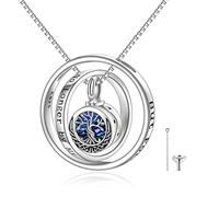 URONE Sterling Silber Baum des Lebens Urne Halskette für Asche mit Abalone Muschel Baum des Lebens Anhänger Feuerbestattung Andenken Erinnerungsschmuck für Frauen