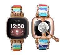 URPANDA Boho-Band kompatibel mit Fitbit Versa 4/Versa 3/Sense 2/Sense Band | Naturstein-Perlenarmband für Damen und Herren, verstellbares, elegantes Ersatzband für Fitbit-Uhrenarmbänder