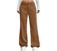 URPIZY Damen Streifen Hose Büro Mid-Waist für Slim Fit Damen Streifen | Mid-Waist Schnitt, gestreiftes Muster, Knopf-Detail, für slim fit, bürogeeignet, schwarz grau navy