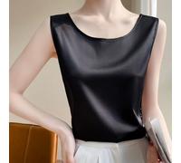 URPIZY Satin Camisole Damen Ärmellos Elegant für Freizeit Satin Camisole | Weicher Satin-Stoff, atmungsaktiv, lockerer Schnitt, rundhals, ideal für warme Tage