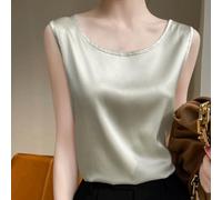 URPIZY Satin Camisole Damen Ärmellos Elegant für Freizeit Satin Camisole | Weicher Satin-Stoff, atmungsaktiv, lockerer Schnitt, rundhals, ideal für warme Tage