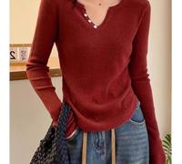 URPIZY Weicher Damen Strickpullover V-Ausschnitt Polyester | Regular Fit Schnitt, Bewegungsfreiheit, weicheres Tragegefühl, ideal für Layering, moderner Stil