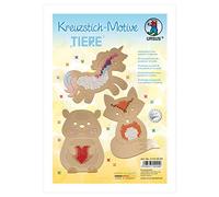 Ursus 21430099 - Kreuzstich Tiere, mit 24 Blatt Kraftkarton 250 g/qm, in 12 verschiedenen Motiven, inklusive Bastelanleitung, ideal für Strickanfänger, braun