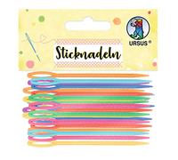 Ursus 56020099 - Sticknadeln, 32 Stück in 8 verschiedenen Farben, Länge ca. 6,7 cm, Durchmesser ca. 2 mm, aus Kunststoff, ideal zum Sticken und für kleine Bastelprojekte