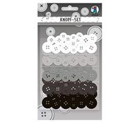 Ursus 74230007 - Knopfset, schwarz, 80 Kunststoffknöpfe, in 5 verschiedenen Farben und 4 Größen, Vielseitig einsetzbar für Hand- und Bastelarbeiten