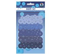 Ursus Knopfset blau, 80 Kunststoffknöpfe, sortiert in 5 verschiedenen Farben und 4 Größen