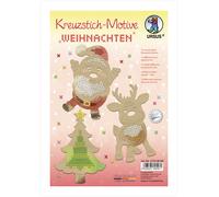 Buntpapierfabrik Ludwig Bähr Kreuzstich-Bastelset Weihnachten 12er Set Kraftkarton 14×20 cm