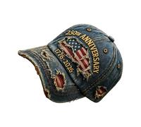 USA 250th Annìversary Hat - 8cm Brim Patriotic Cap | 1776-2026 Embroidered Baseball Hat - Cotton Adjustable Retro Washed Duckbill | Sun Protection Outdoor Headwear | Independence Celebration